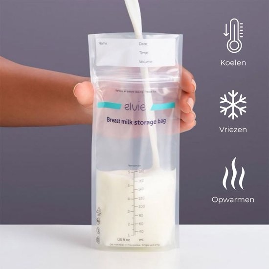 Elvie Lekvrije Moedermelk Bewaarzakjes | Borstvoeding zakjes | 100st | BPA-vrij | Vooraf Gesteriliseerd | Stevige, Dubbele Zipsluiting - Image 2