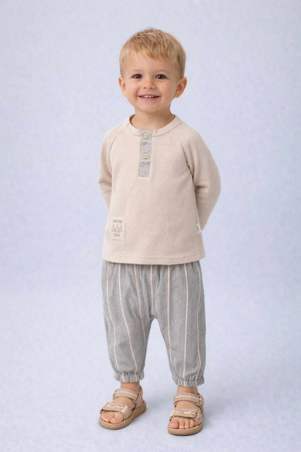Milo Stripe Set | Linnen Look Baby Set Gestreept | The Baby Supply - Image 2